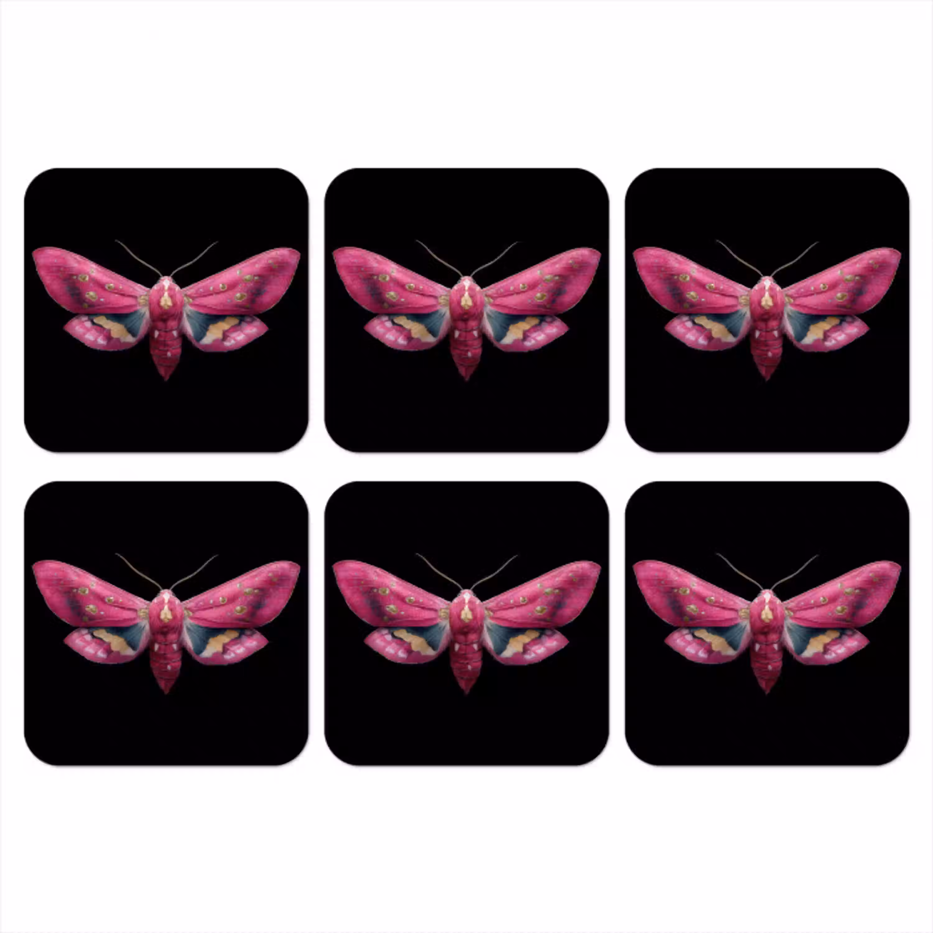 Vlinder - Roze - Nachtvlinder onderzetter kurk middel -3d