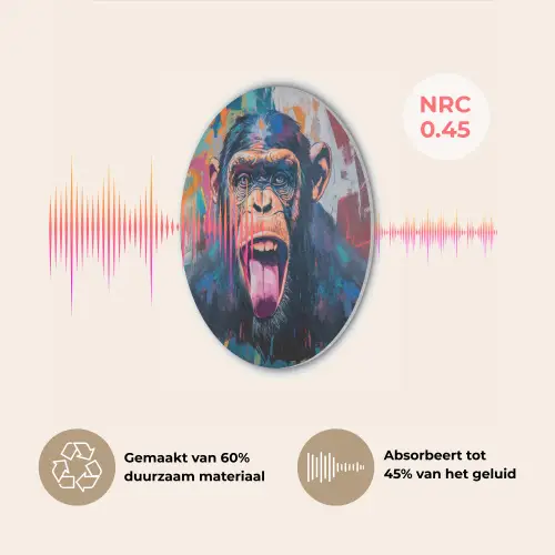 Aap - Tong - Abstract - Zwart Akoestische PET Vilt - Rond klein -USP_NL