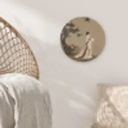Vrouw - Azië - Kunst - Beige Wandcirkel kunststof plaat 5mm dik klein -sfeer5