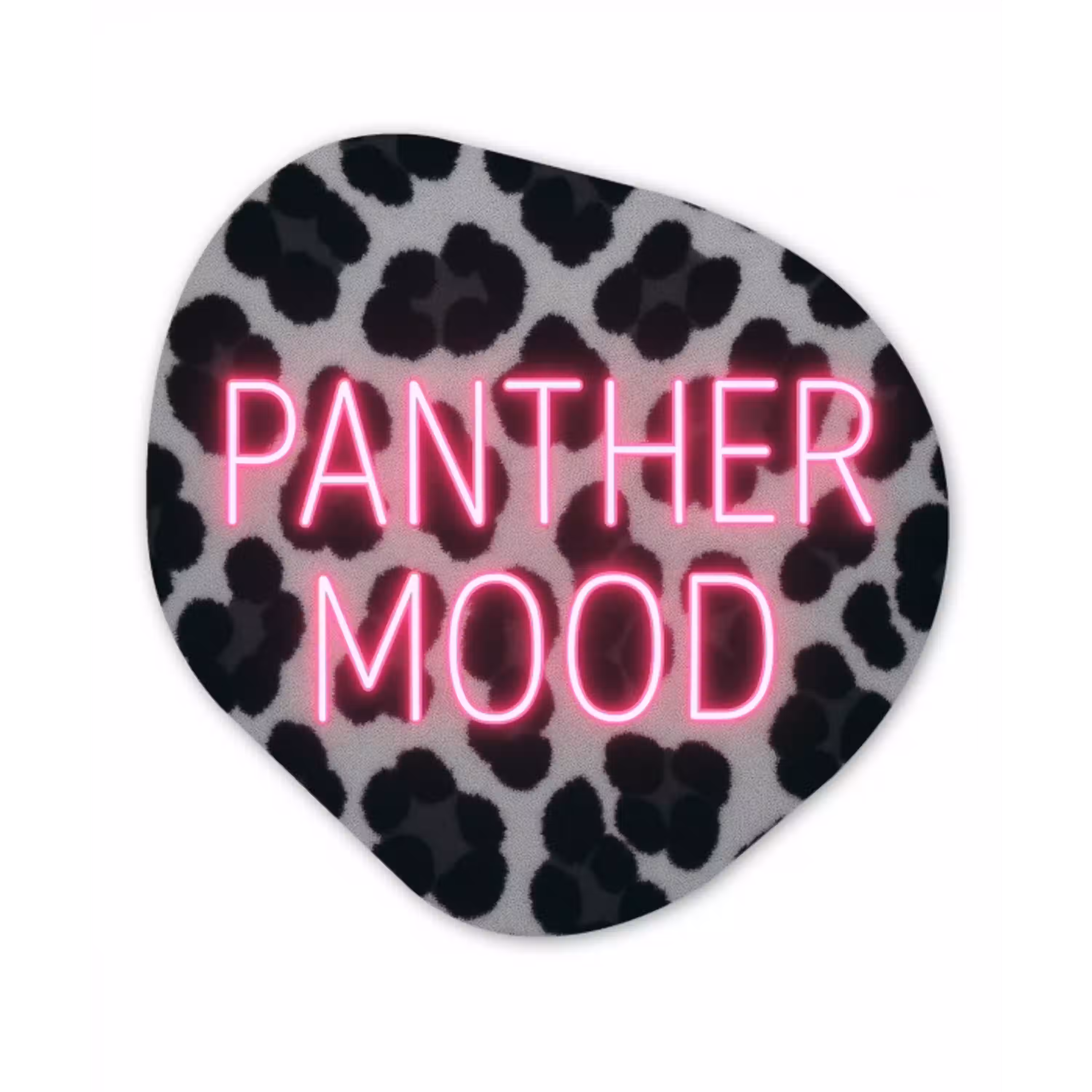 Panterprint - Zwart - Neonletters - Roze Wandcirkel Organisch Plexiglas middel -3d