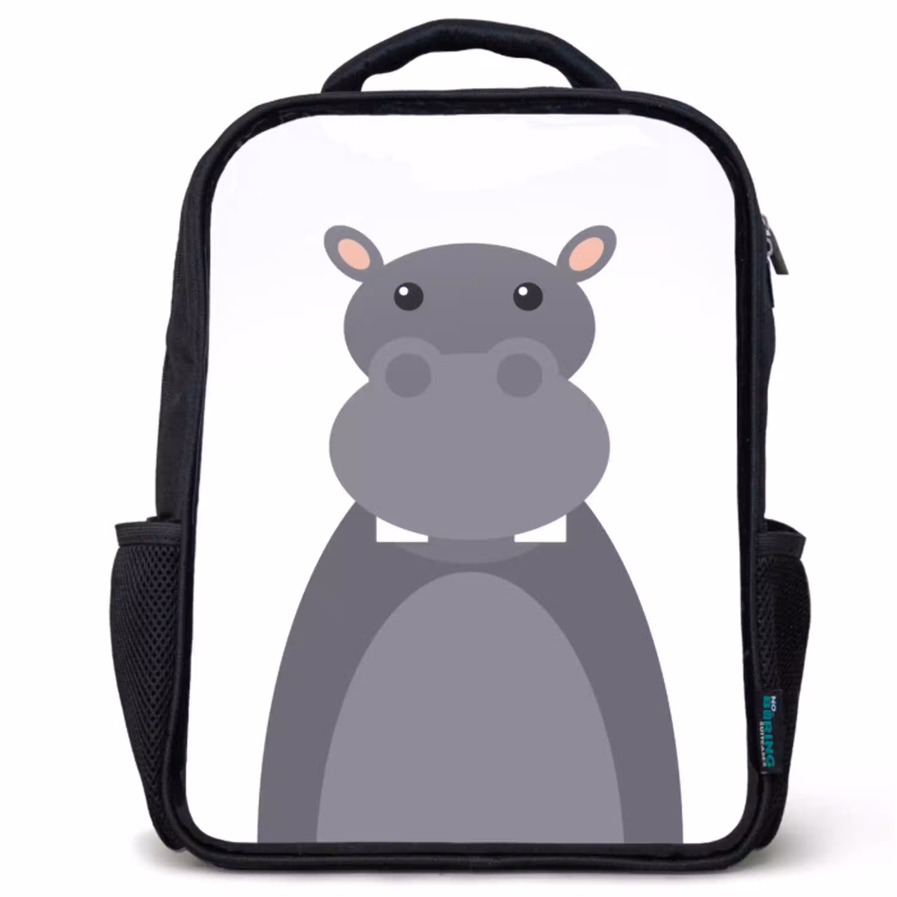 Dierenportret - Nijlpaard - grijs Rugzak - Zwart middel -3d