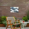Lijnen - Golven - Abstract - Blauw Tuinposter op houten frame 2 cm dik klein -sfeer3
