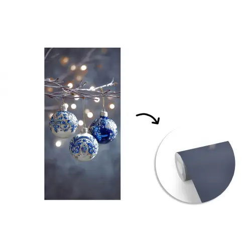 Kerstbal - Versierd - Blauw fotobehang vinyl groot -3d