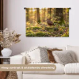 Houtsnip - Bos - Bladeren - Herfst - Gecamoufleerd Wandkleed katoen middel -sfeer1