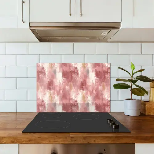 Penseelstrepen - Verweerd - Roze keuken achterwand spatscherm klein 900 -sfeer2