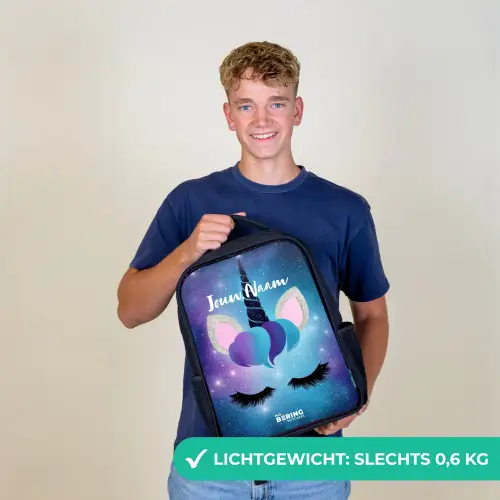 Eenhoorn op een sterrenhemel achtergrond Rugzak - Zwart middel -sfeer7_NL