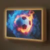 Voetbal - Vuur - IJs - Blauw Light Box met batterij (Wandlamp kind) middel -z3d_website