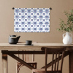 Modern - Patroon - Blauw - Roze Wandkleed katoen klein 269 -sfeer6