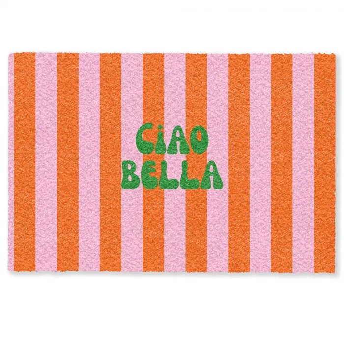 Strepen - Oranje - Verticaal - Ciao bella Deurmat klein -zkaufland3d
