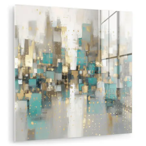 Abstract - Blokken - Goud - Skyline plexiglas 5mm klein -zzzproduct_nieuw