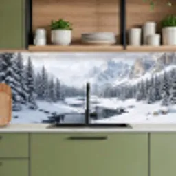 Sneeuwlandschap - Bergen - Rivier - Winter keuken achterwand 2 middel -sfeer3