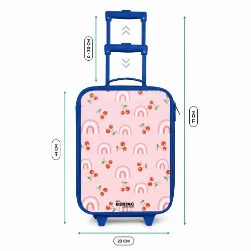 Roze met regenboog en kersen patroon Kinderkoffer - Blauw klein -productfoto_formaten