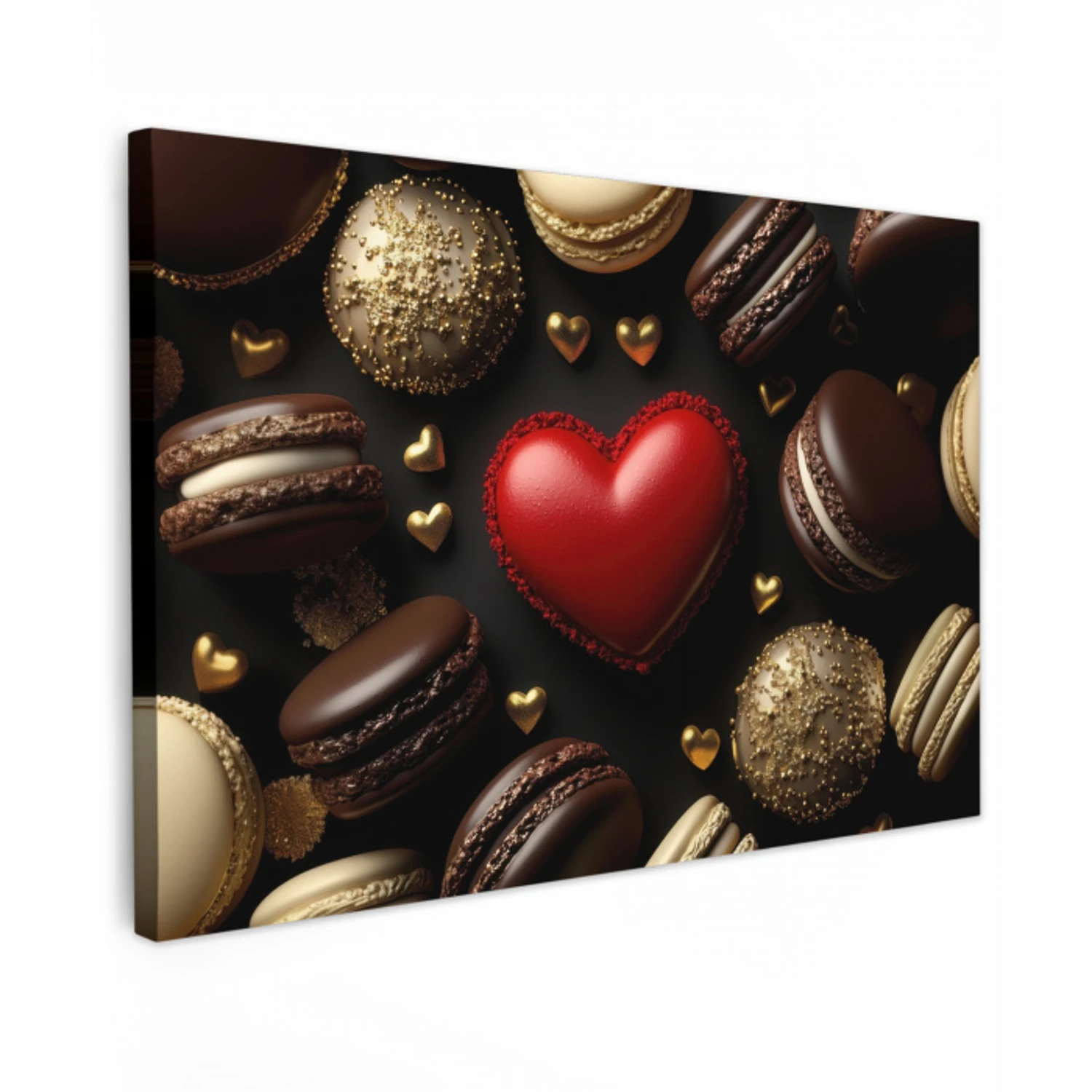 Macarons - Rood - Hart Tuinposter op houten frame 2 cm dik klein -3d