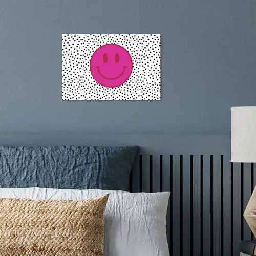 Smiley - Roze - Stippen poster papier klein -sfeer2