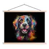 Graffiti - Hond - Zwart - Kleuren textielposter latten blank klein -3d