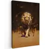 Leeuw - Geschilderd - Abstract - Goud Tuinposter op houten frame 2 cm dik klein -3d