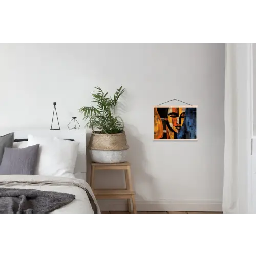 Abstract - Portret - Kleurvakken textielposter latten blank klein -woonkamer