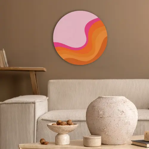 Retro - Waves - Kleurrijk Akoestische PET Vilt - Rond klein -sfeer1