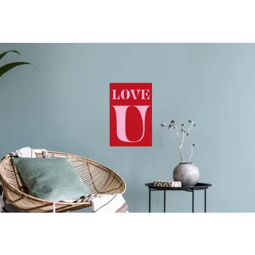 Rood - Love - Valentijn - Roze Muursticker klein -plant
