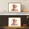 Hond - Bloemen - Roze - Meisjes - Kind Light Box met batterij (Wandlamp kind) middel -sfeer3_kind