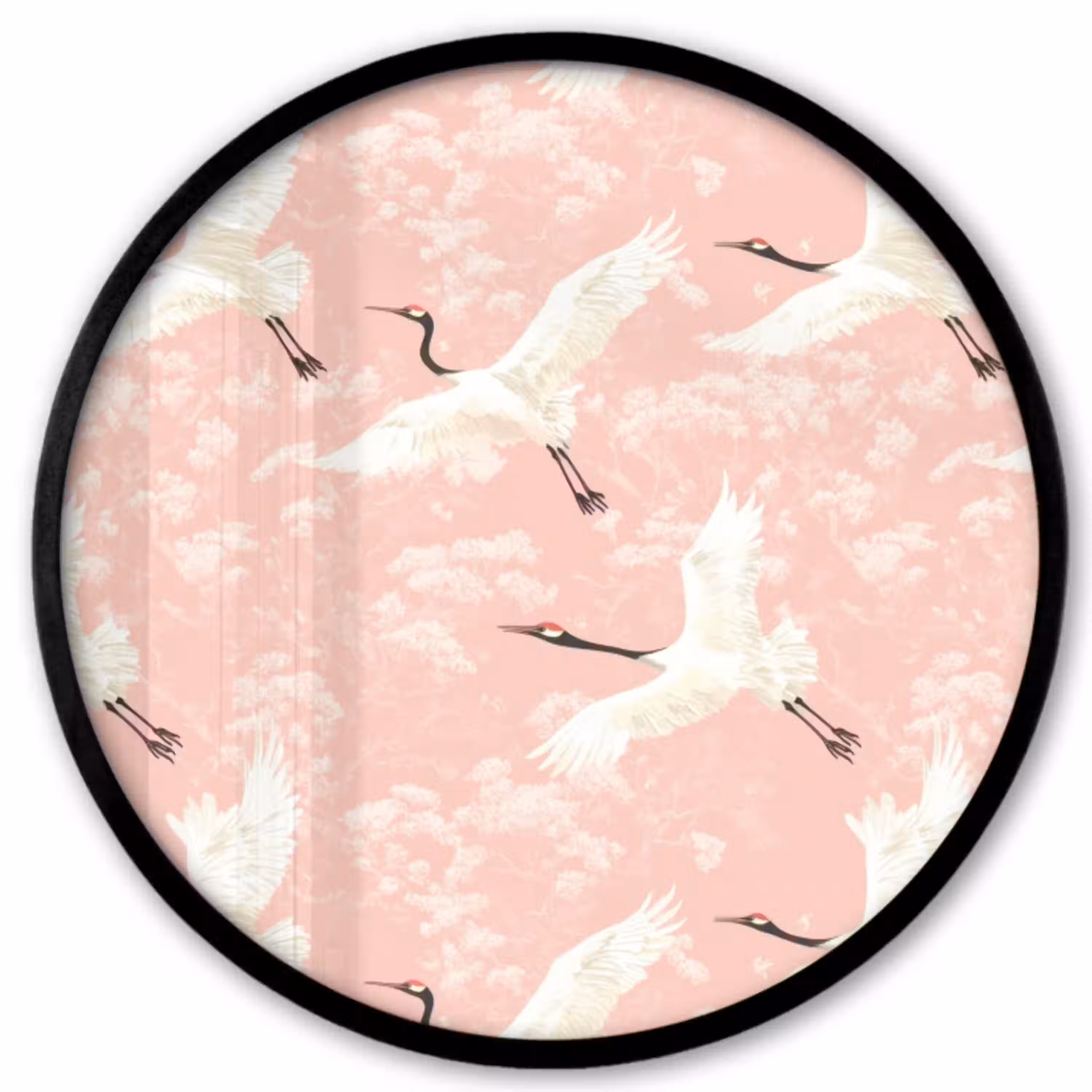 Kraanvogels - Bloesem - Roze Fotolijst rond zonder passe partout klein 856 -3d