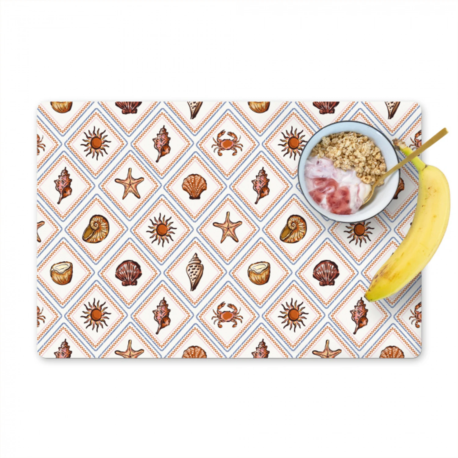 Nostalgisch - Kust - Zee  - Kokosnoot- Schelp - Multi Placemat vinyl groot 368 -zzzproduct_Kitchenyeah-website