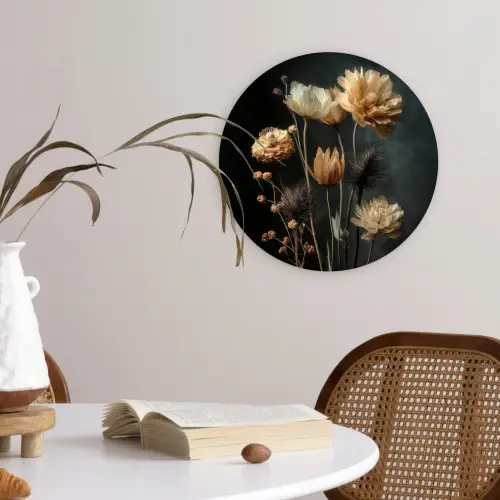 Boeket - Bloemen - Licht - Zwart Wandcirkel plexiglas klein -sfeer4