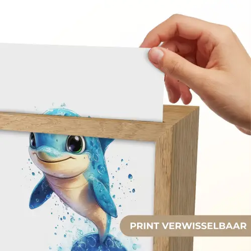 Dolfijn - Blauw - Water - Druppels Light Box met kabel (Kinderlampje) klein -USP_websiteprintNL