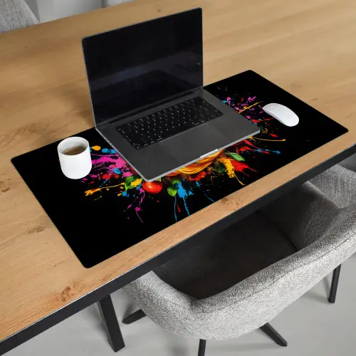 Spaghetti - Graffiti - Verf - Kleurrijk - Eten - Modern Muismat XXL klein -sfeer1