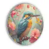 IJsvogel - Bloesem - Natuur - Vogels - Bloemen Akoestische PET Vilt - Rond klein -3d