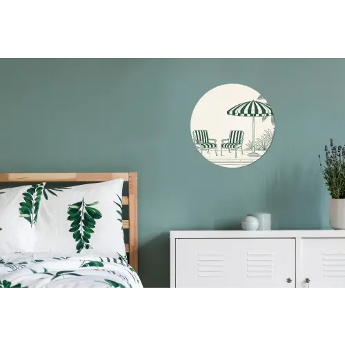 Terras - Illustratie - Groen Wandcirkel aluminium klein -slaapkamer