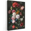 Stilleven met bloemen in een glazen vaas - Schilderij van Jan Davidsz. de Heem canvas 2cm klein -z3d