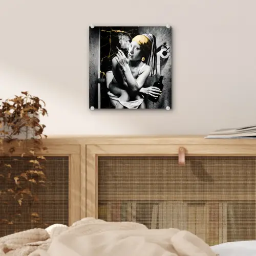 Marmerlook - Meisje met de parel - Sigaretten - Toilet - Goud - Kunst - Oude meesters plexiglas 5mm klein -sfeer4
