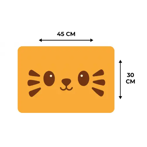 Kat - Simplistisch - Oranje - Vrolijk Placemat vinyl groot -specs