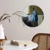 Brieflezende vrouw in het blauw - Schilderij van Johannes Vermeer Wandcirkel kunststof plaat 5mm dik klein -sfeer4