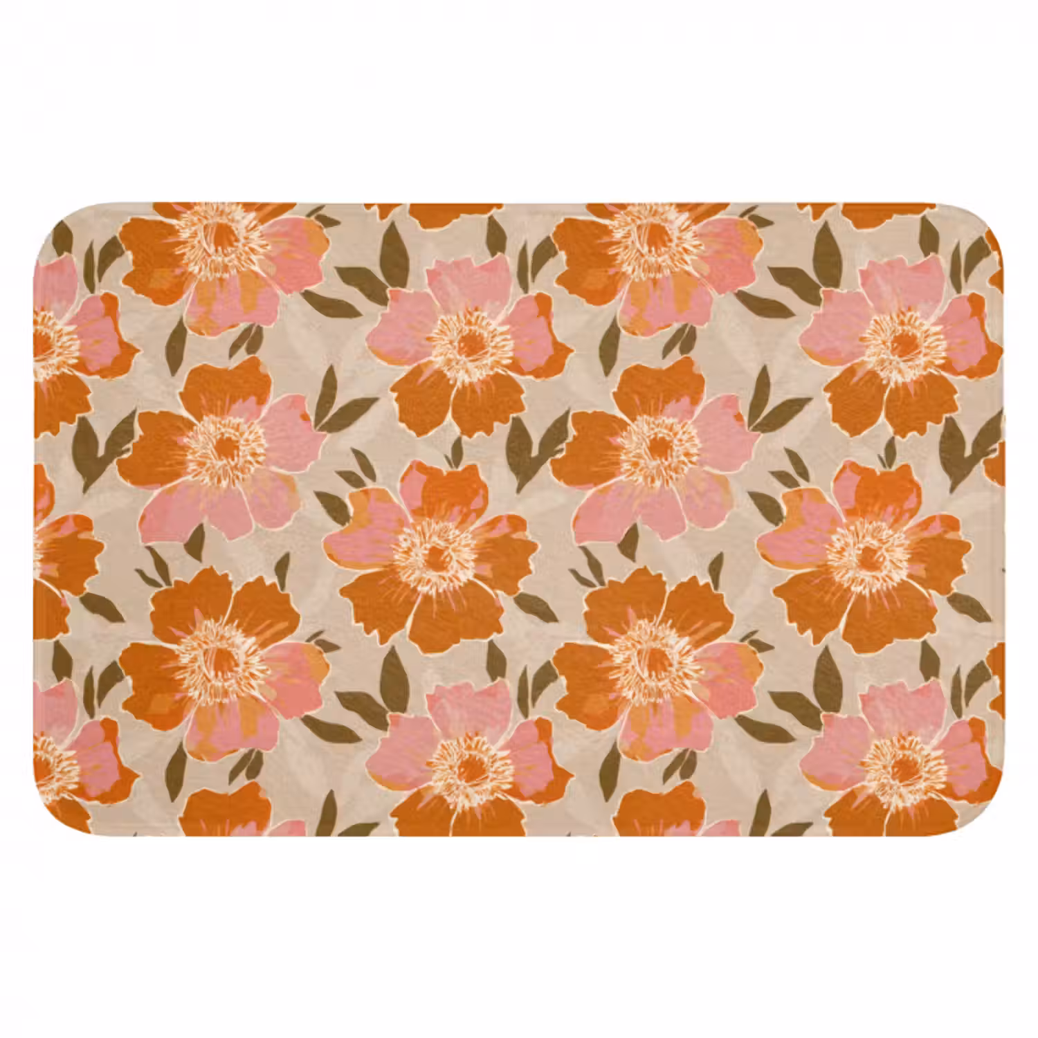 Badematte - Blumen - Motiv - Retro