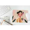 Vrouw - Bloemen - Pastel muismat rubber klein -witbureau