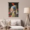 Meisje met de parel - Johannes Vermeer - Bloemen Wandkleed katoen klein -sfeer4