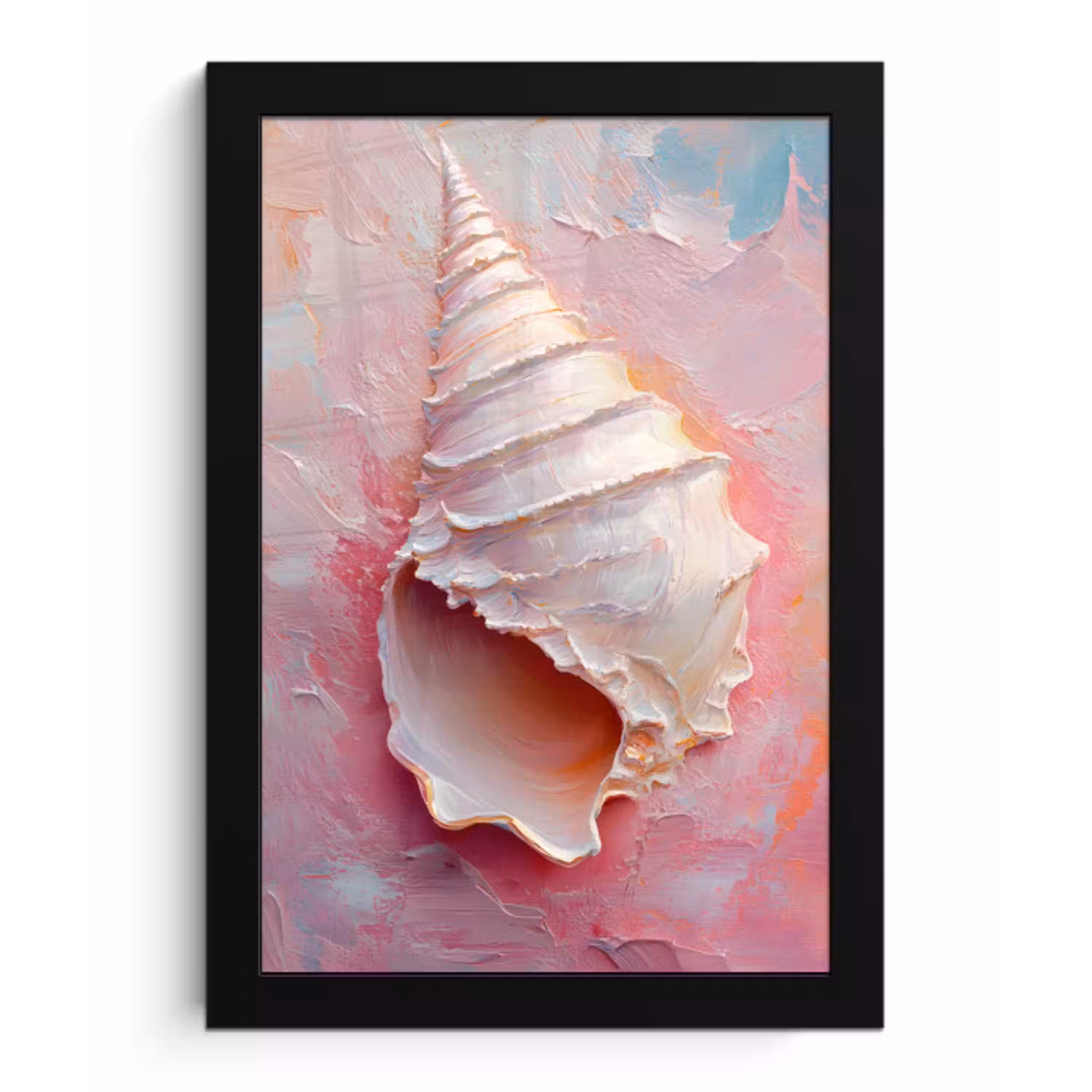 Schelp - Pastel - Pink fotolijst zwart zonder passe partout klein -3d