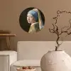 Meisje met de Parel - Schilderij van Johannes Vermeer Wandcirkel behangsticker klein -sfeer1