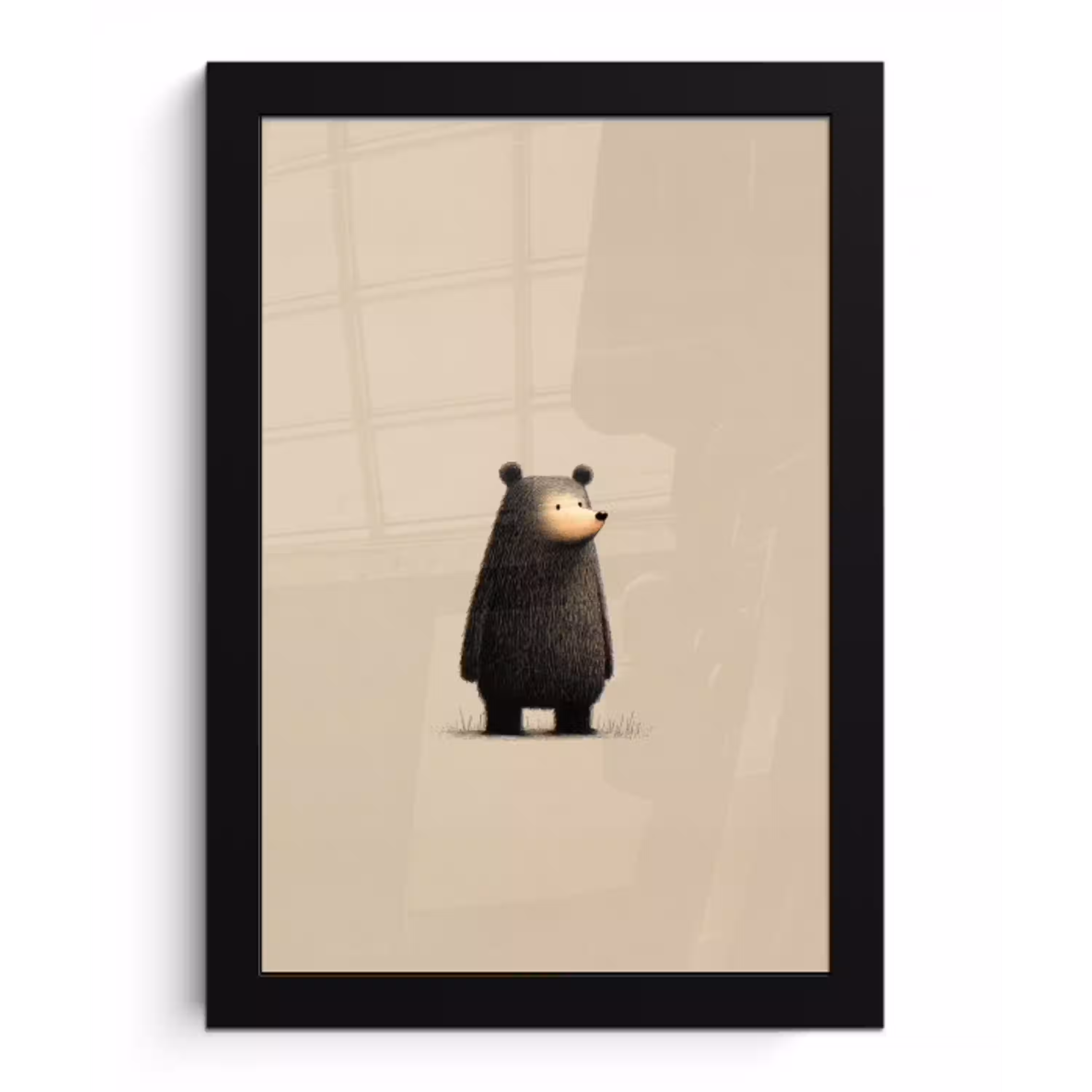 Beer - Donkerbruin - Minimalistisch fotolijst zwart zonder passe partout klein -3d