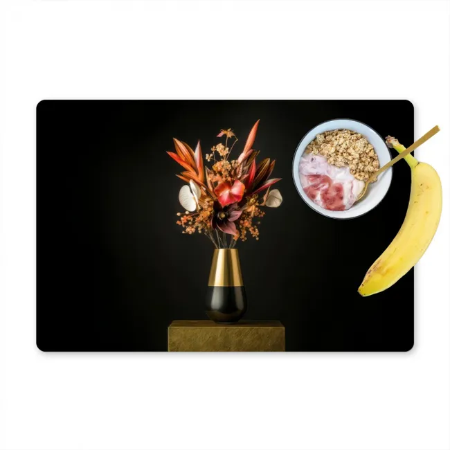 Exotisch - Boeket - Vaas - Goud Placemat vinyl groot -zzzproduct_Kitchenyeah-website