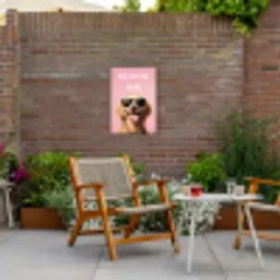 Zonnebril - Hartjes - Hond - Valentijn Tuinposter op houten frame 2 cm dik klein -sfeer3