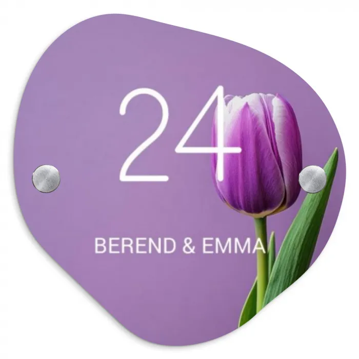 Paarse tulp - Klassiek Naambord Organisch middel -3d