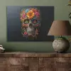 Bloemen - Kleurrijk - Schedel PET vilt klein -sfeer2