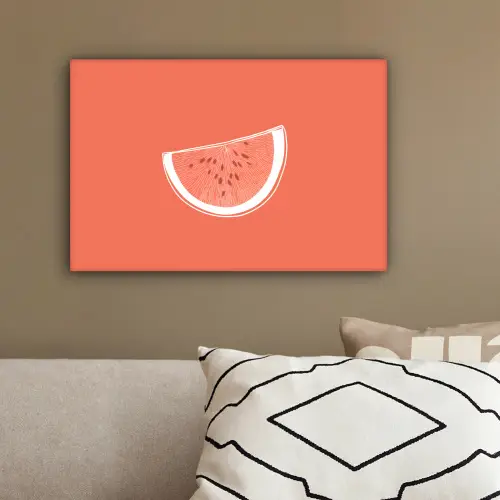Watermeloen - Lijnen - Koraalrood canvas 2cm klein -sfeer3