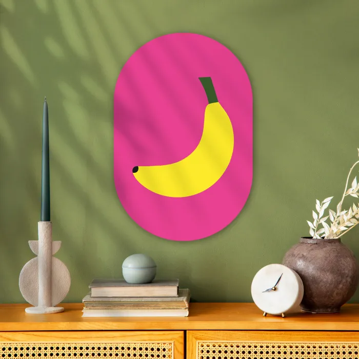 Banaan - Geel - Fruit Wandcirkel Ovaal Forex klein -sfeer2