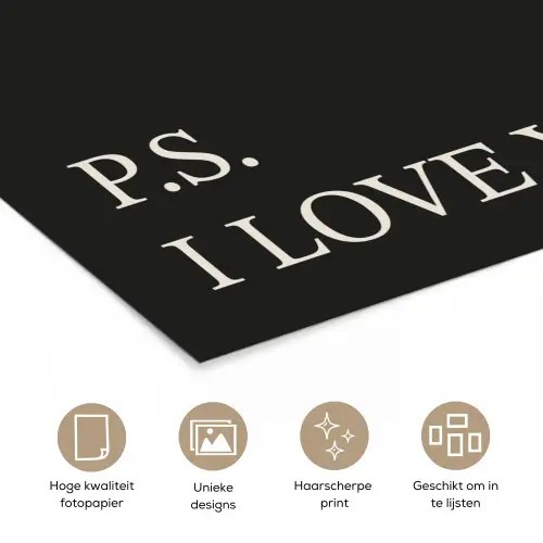 Zwart - Minimalistisch - Valentijn poster papier klein -closeup_NL