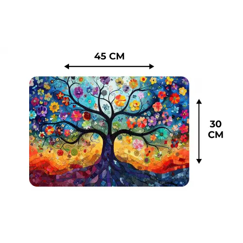 Boom - Kleurrijk - Bloemen - Kunst - Abstract Placemat vinyl groot -specs
