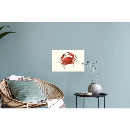 Krab - Felrood - Poten Muursticker klein -plant